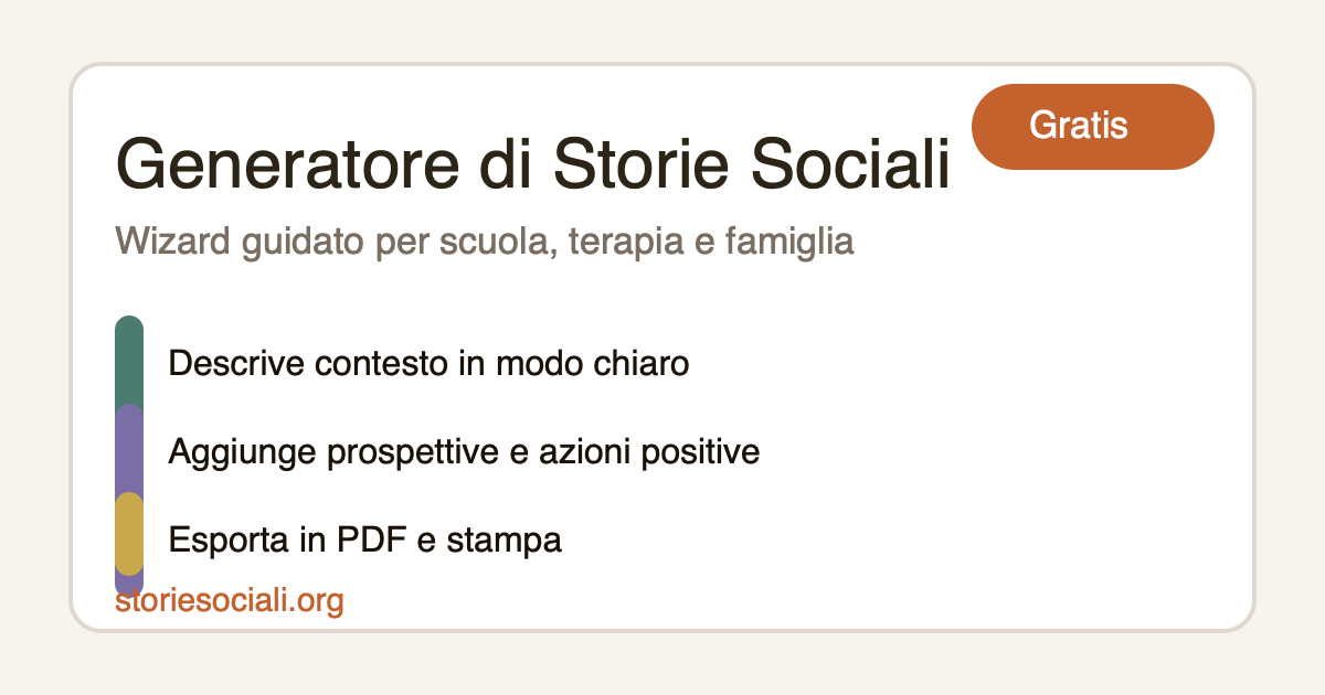 Anteprima del generatore di storie sociali